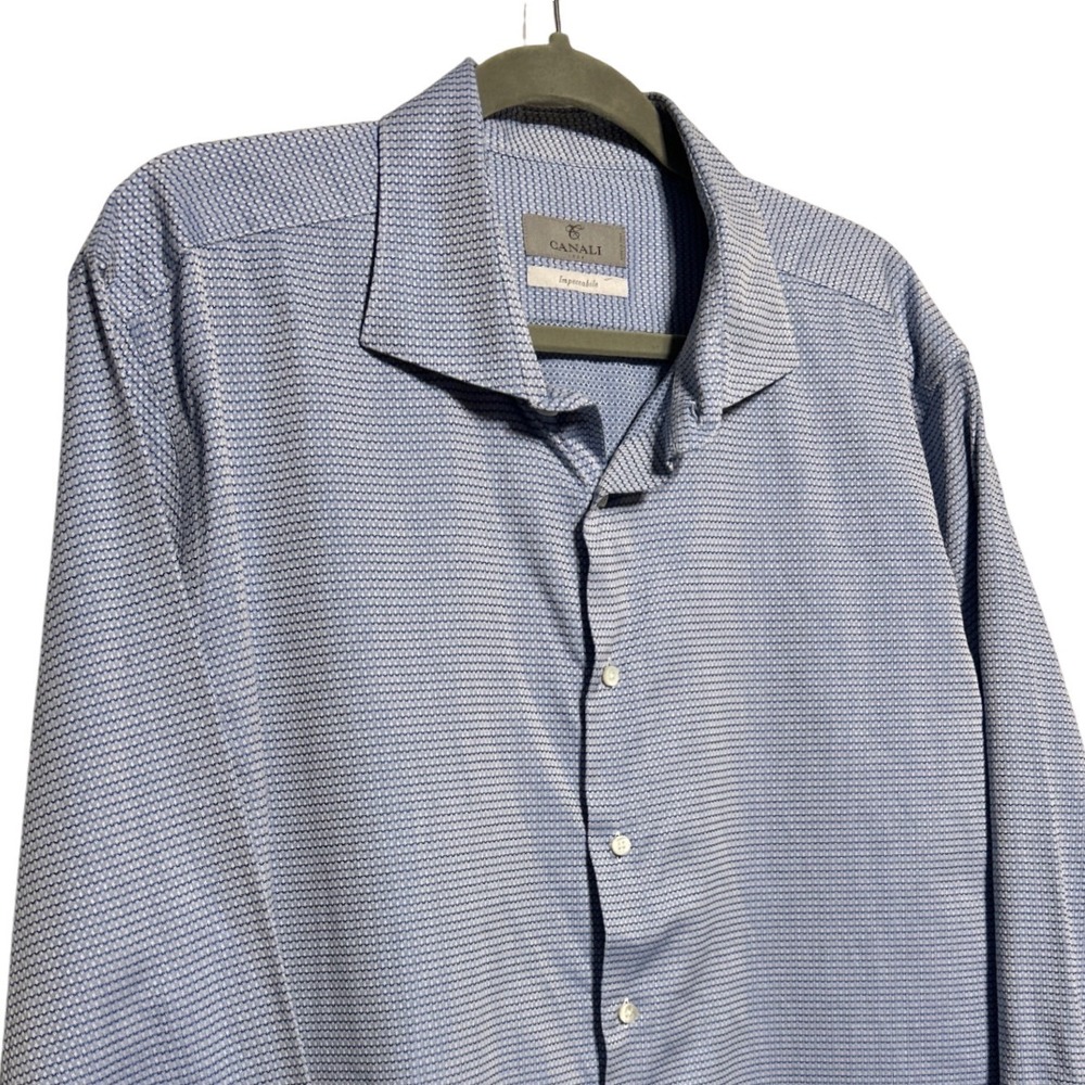 Canali Impeccable Long Sleeve Button Down Shirt Blue Made in Italy 26" W x 34" L